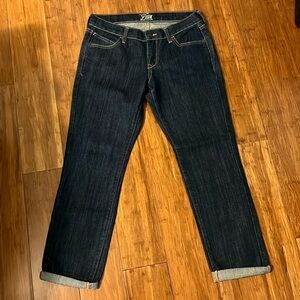Old Navy The Diva Women’s dark blue Jeans, yellow & gold stitching, Sz 4, NWOT
